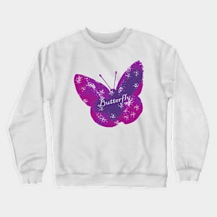 Purple Watercolor Butterfly Art T-shirt Crewneck Sweatshirt